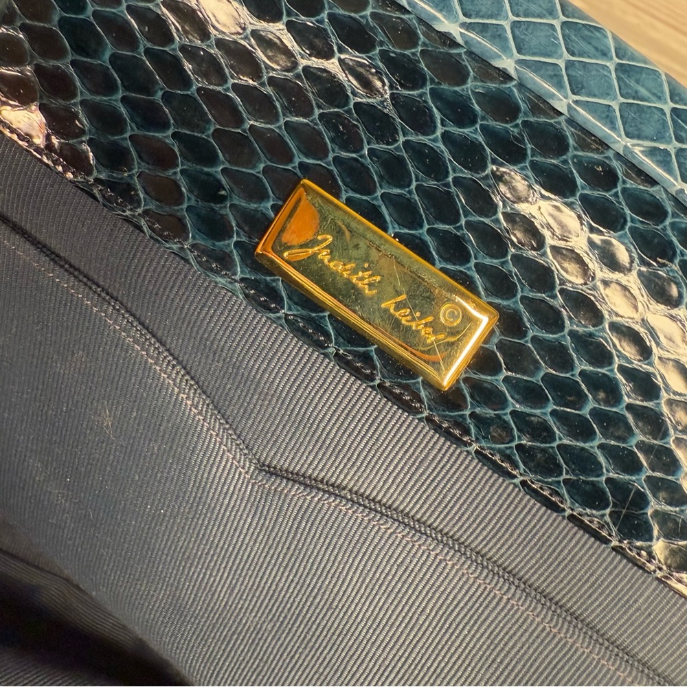 Judith Leiber Python Evening Bag Medium Clutch Cr… - image 7